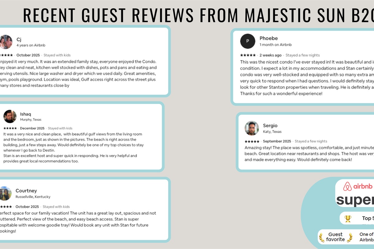 Recent reviews from happy guests show that you are in good hands!