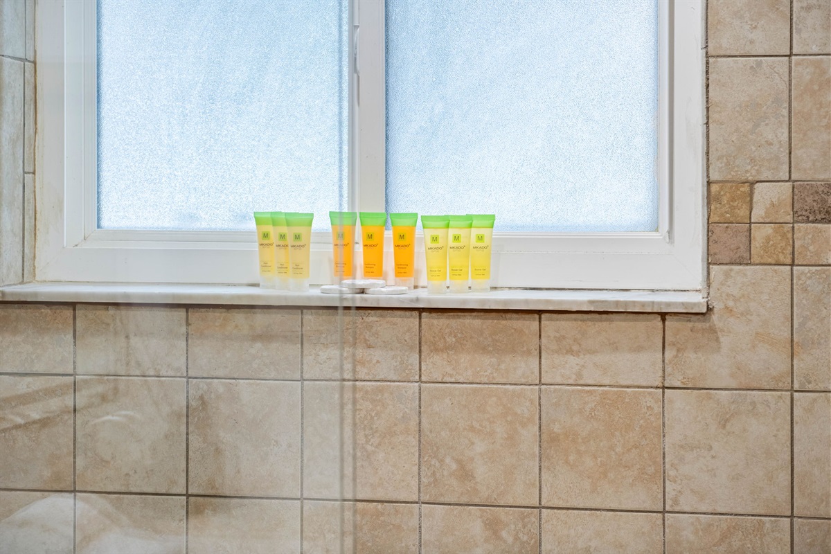 You'll find fresh towels, soap, shampoo, and more—just pack your toothbrush!