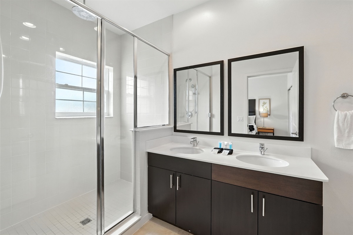 Clean and spacious master bathroom