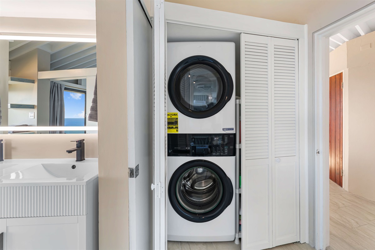 The washer and dryer are located in the primary bedroom