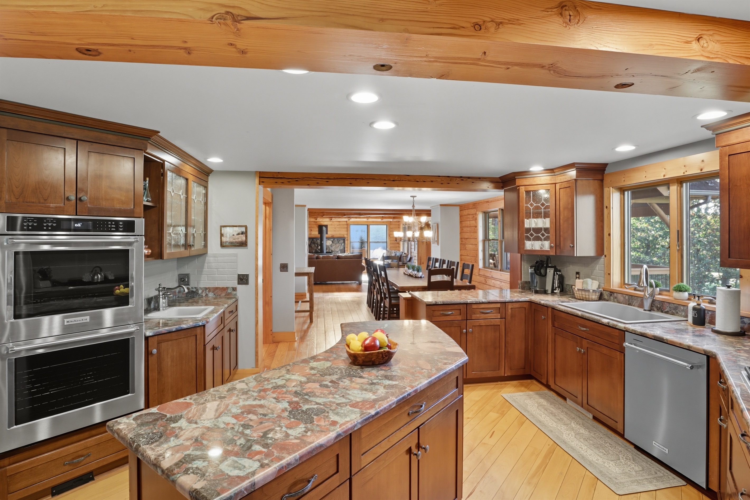 Double ovens and expansive counter space for effortless entertaining.