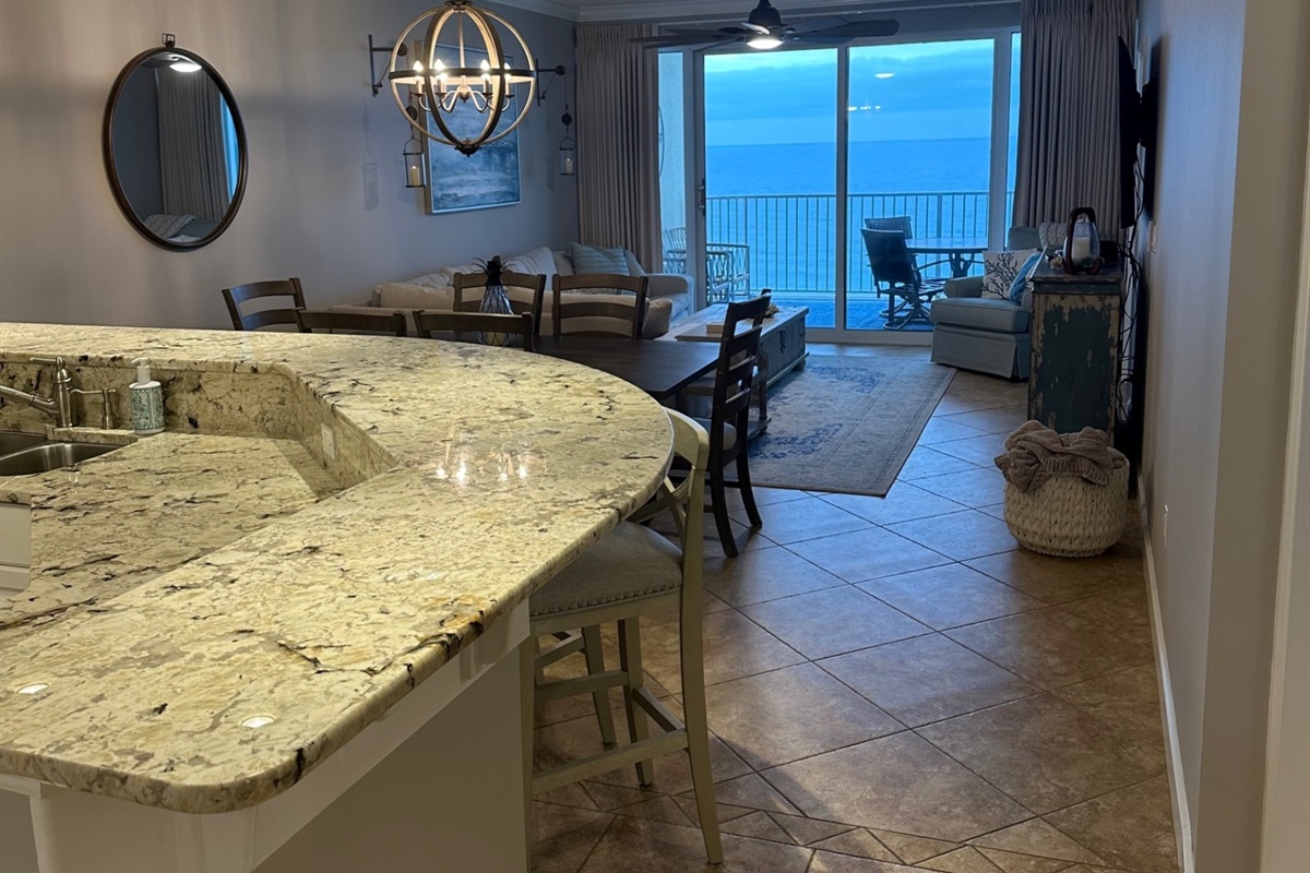 Living room with amazing beach view