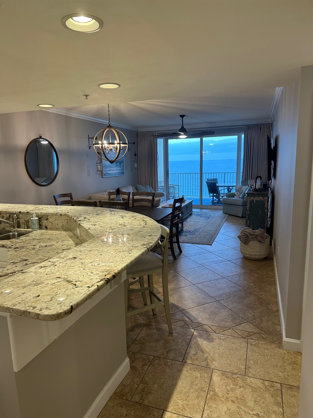 Living room with amazing beach view