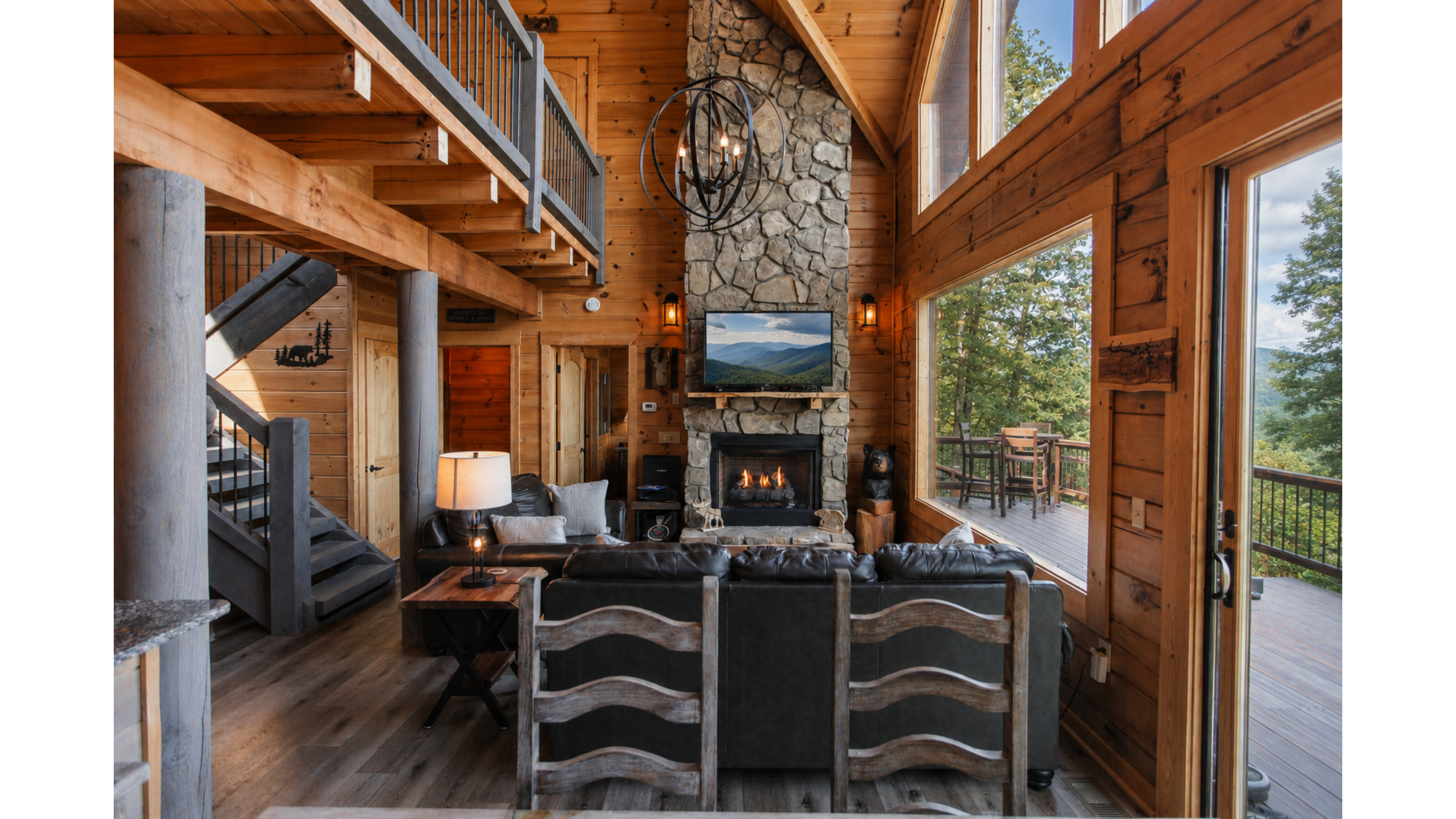 Living Room with Smart TV and Dish TV