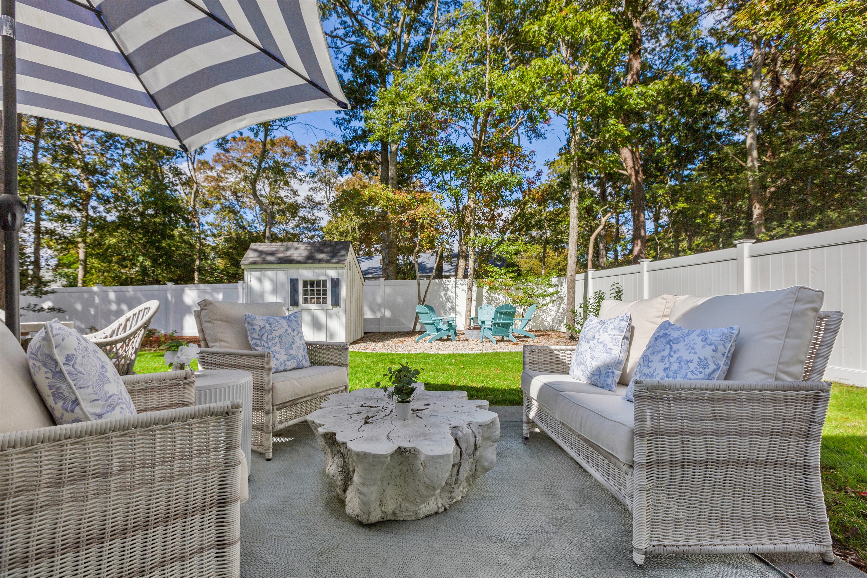 Charming outdoor seating, perfect for grilling.