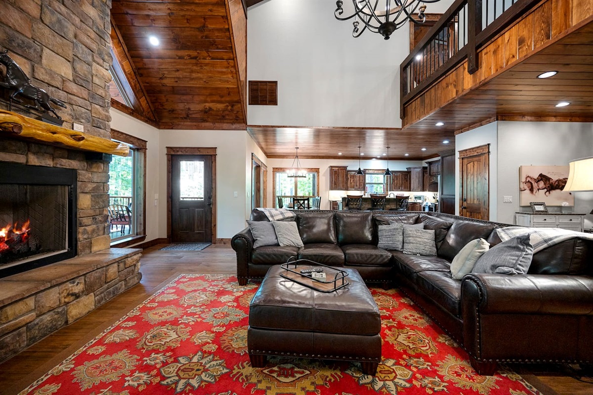 Wood and stone accents with lighter walls provide balance to maintain an airy vibe