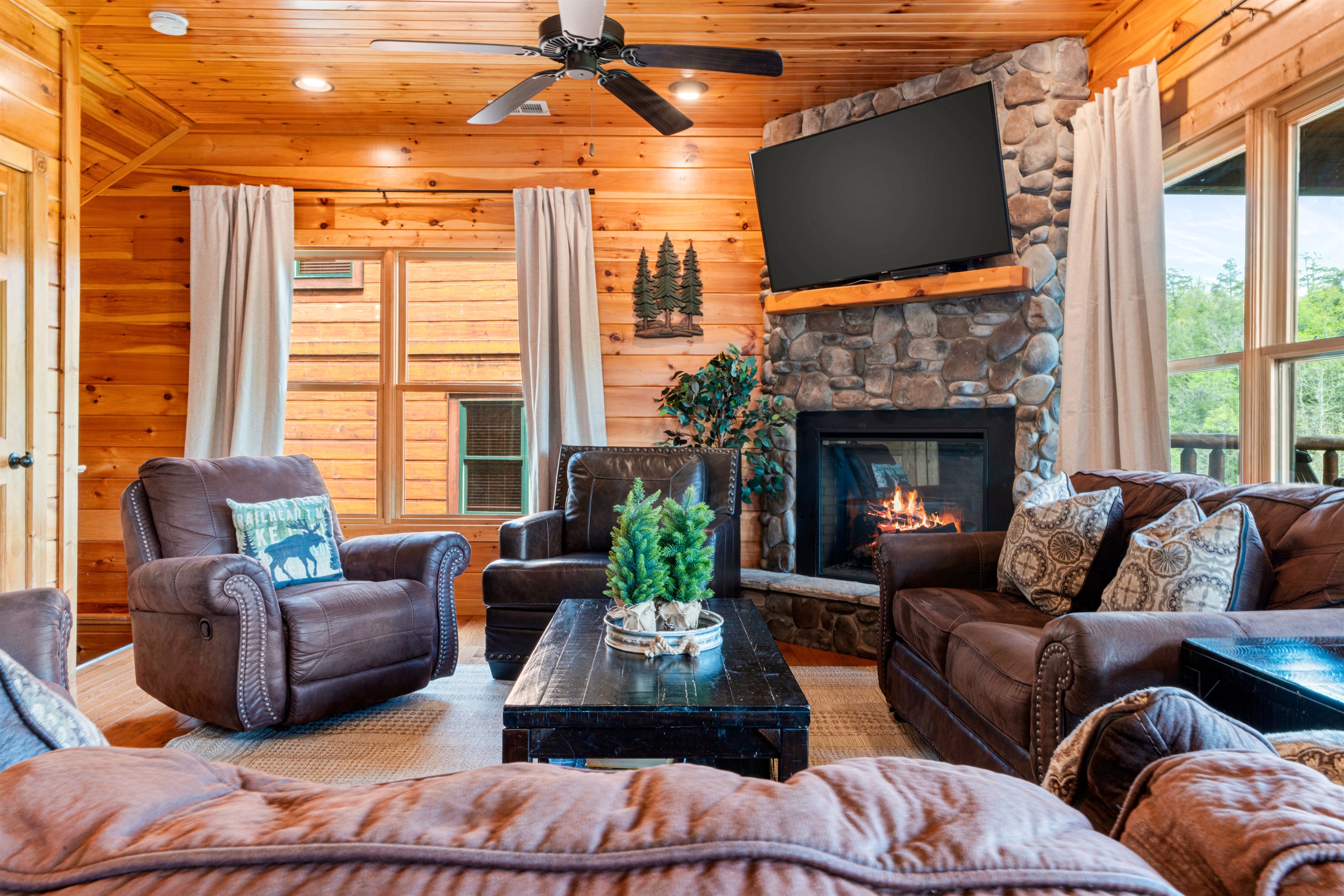Sink into the cozy couches after a long day of exploring.