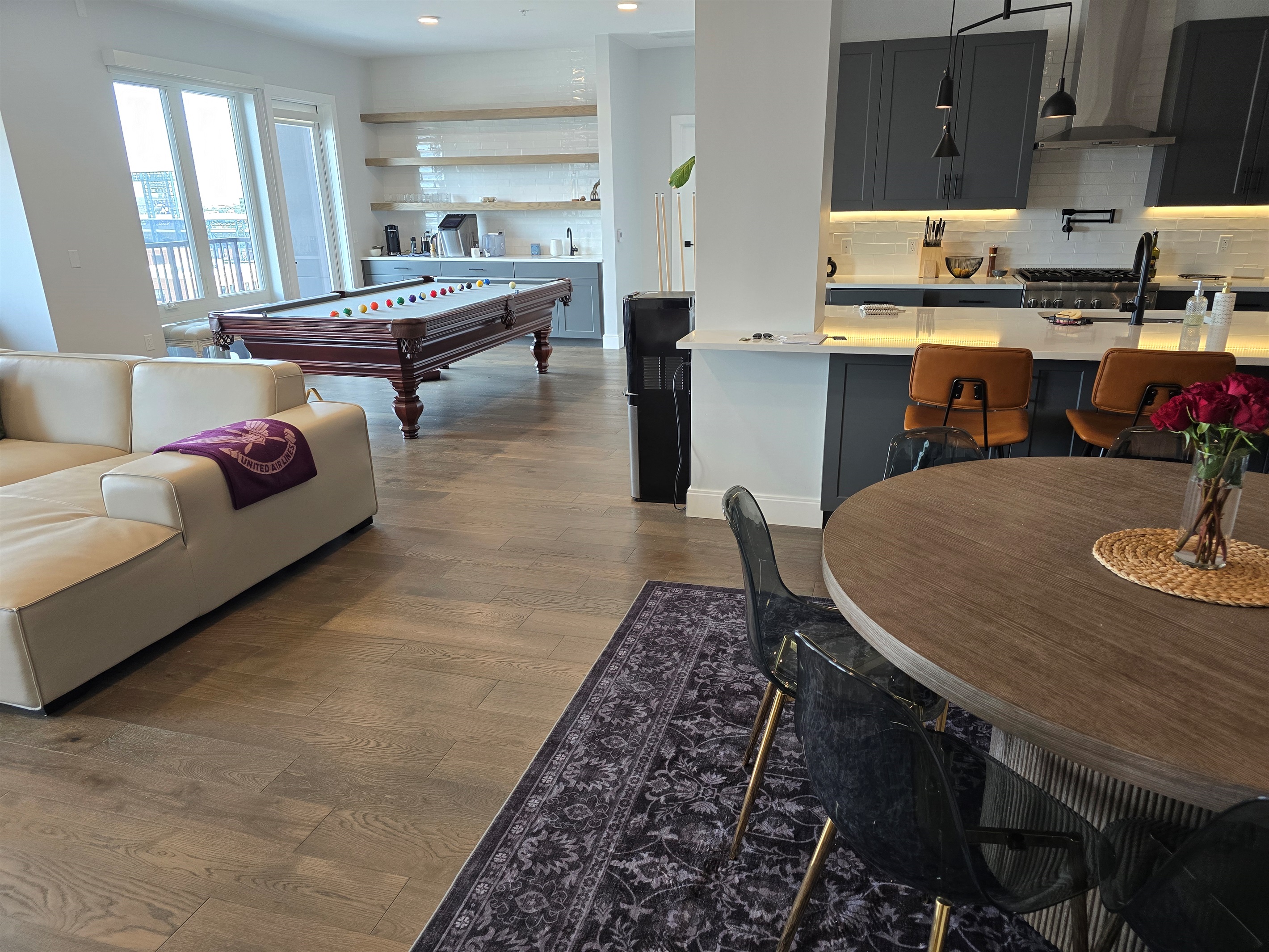 Open floor plan has everything connected