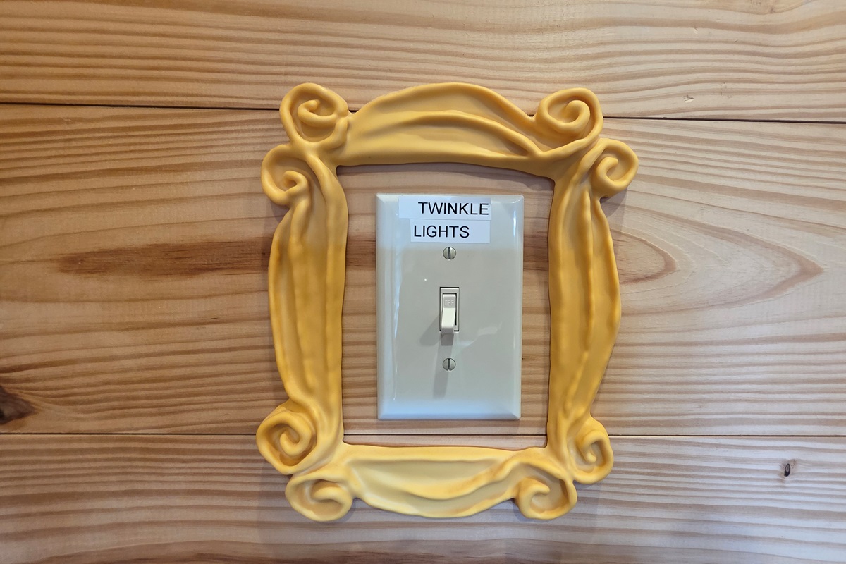 Twinkle light switch to light up the firepit.