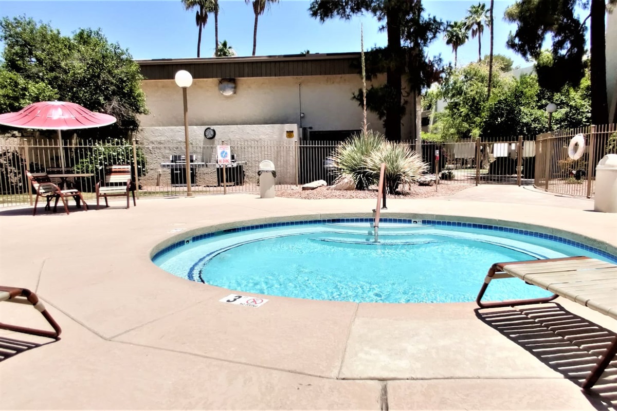 Relaxing hot tub, perfect for unwinding after a fun filled day.
