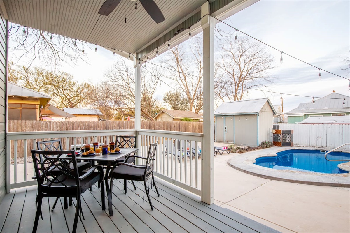 Step out onto the welcoming deck for an alfresco dining experience for breakfast, lunch, or dinner, overlooking the refreshing private pool that awaits your leisurely swims.