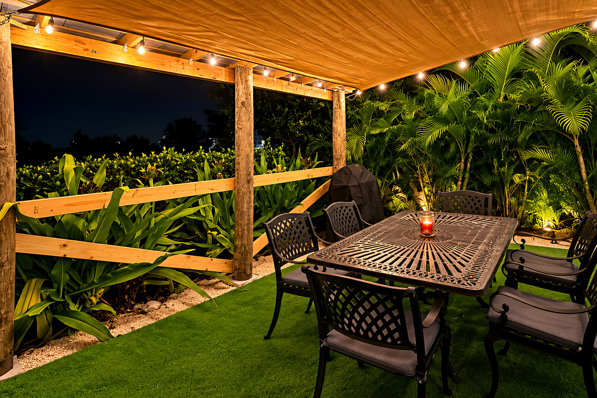 Private Lakeside Terrace of Pelican Suite at AMI Beach Lagoon
