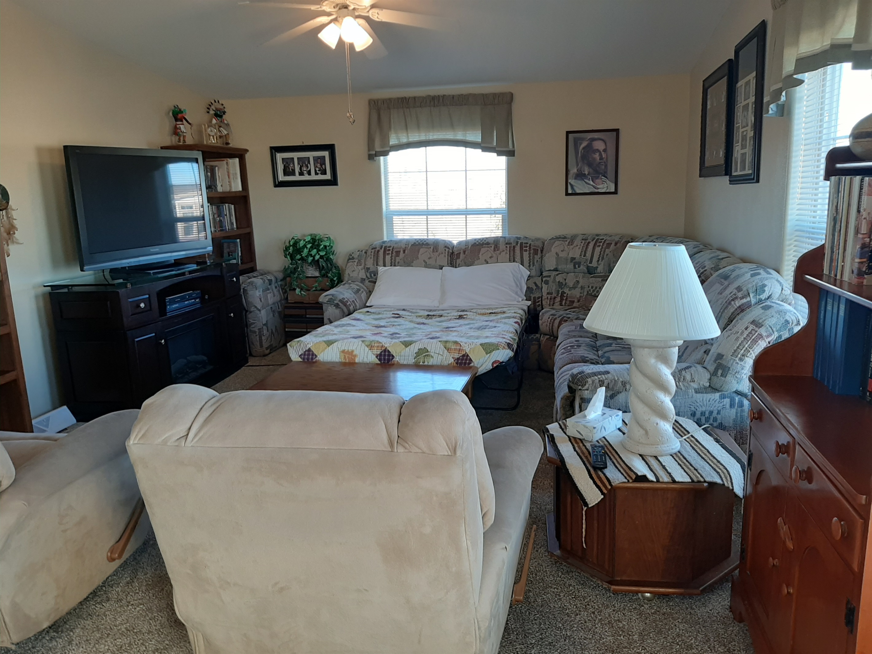 living room with sofa bed