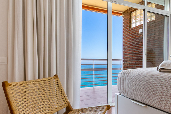 Quiet reading corner beside the sea-view balcony.