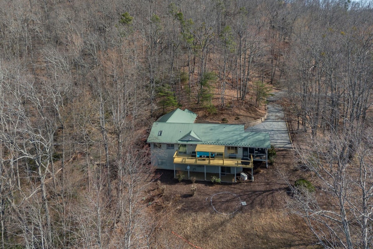 Upper drone view of the home