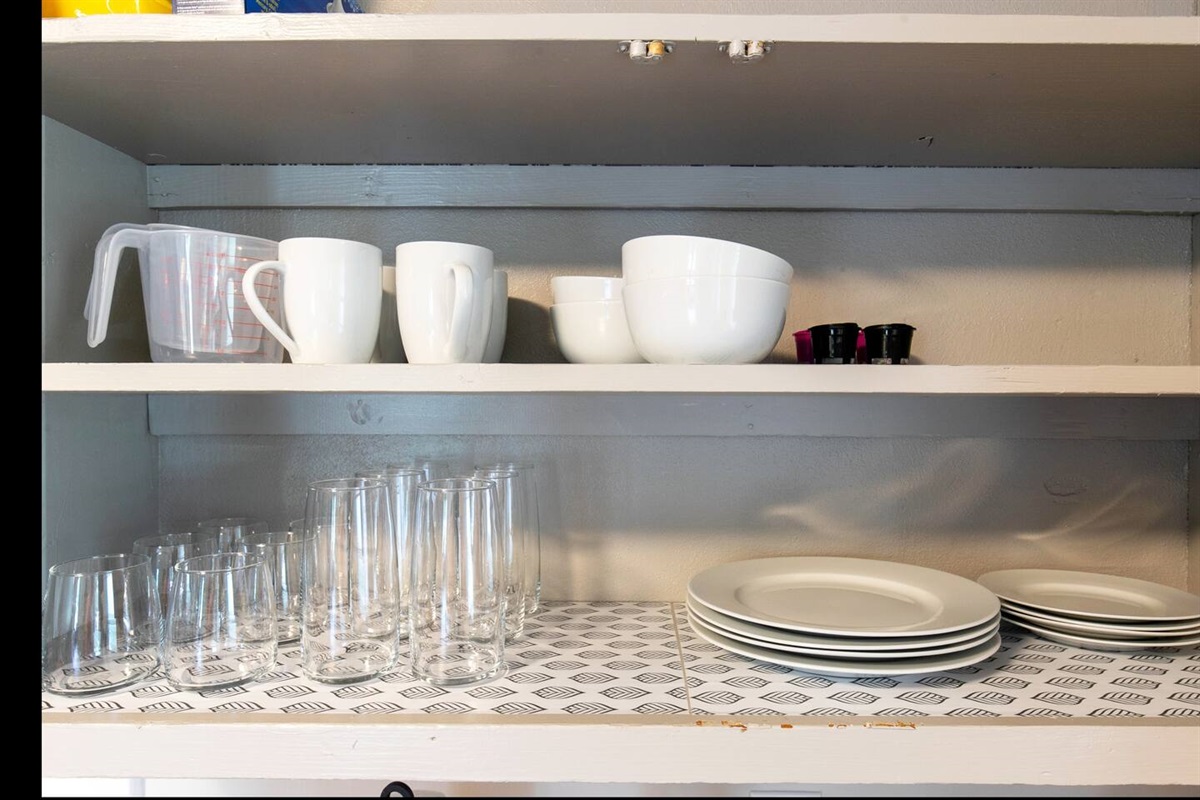 The kitchen is fully stocked for your convenience.