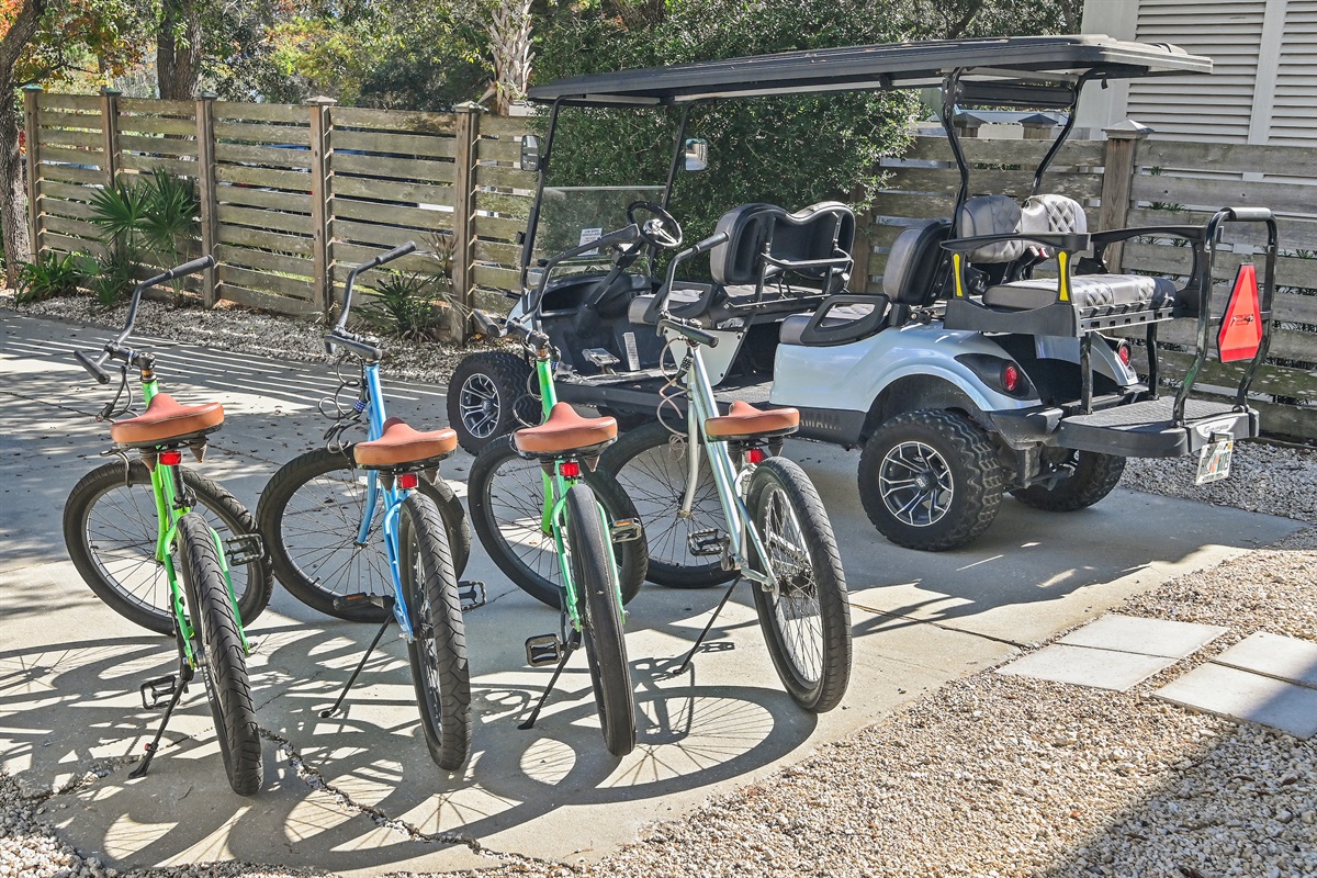 Golf cart + Bikes
