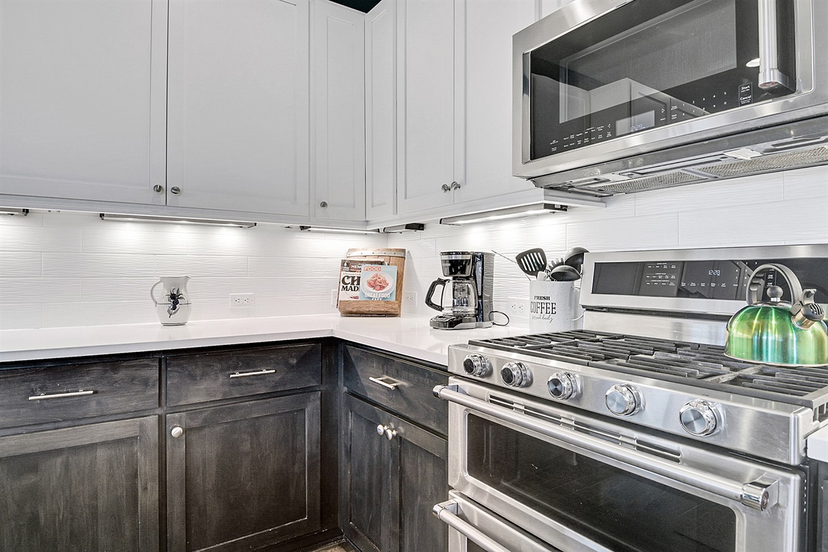 Professional-grade appliances in the kitchen