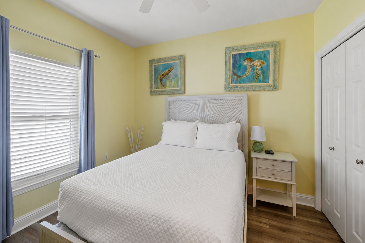The guest bedroom has a queen sized bed for you!