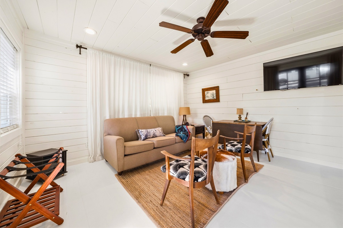 Relax in another view of the cabin interior where the open layout and comfortable furnishings make it easy to gather and unwind.