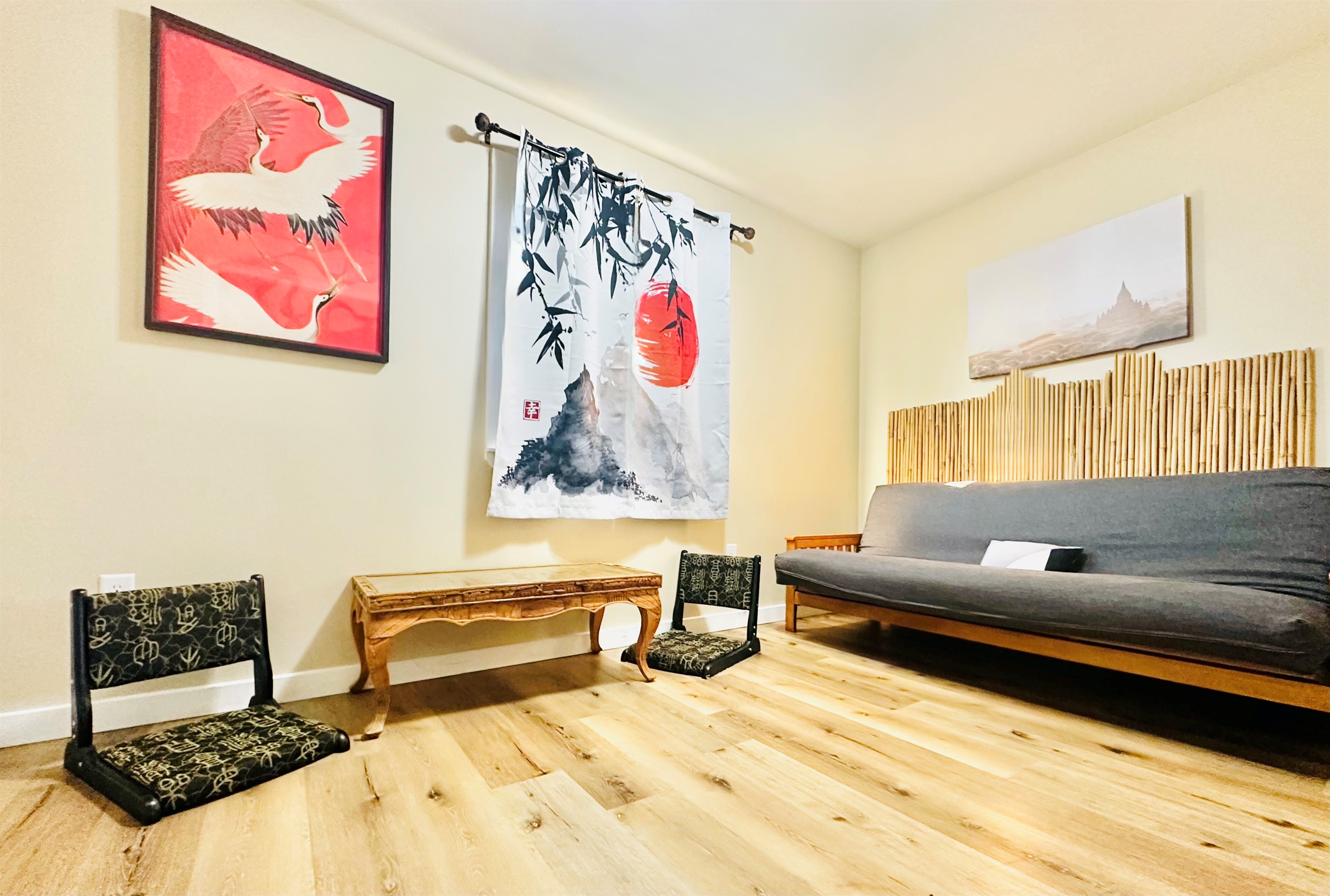 Far East living space and futon (can sleep two)