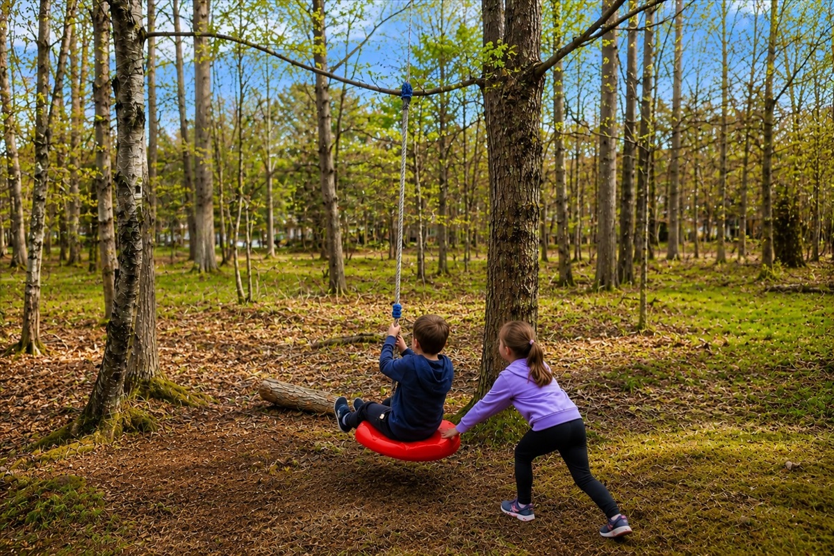 The rope swing in the trees keeps the kids entertained for hours, pure Pocono magic! 