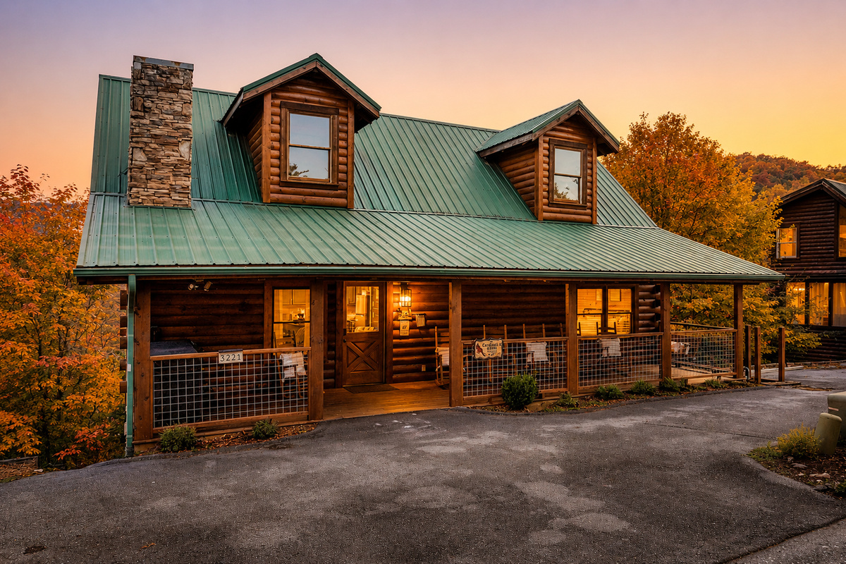 The cabin offers flat parking with room for up to 6 cars (depending on size). No-step access means this is a great home base for those with limited mobility.