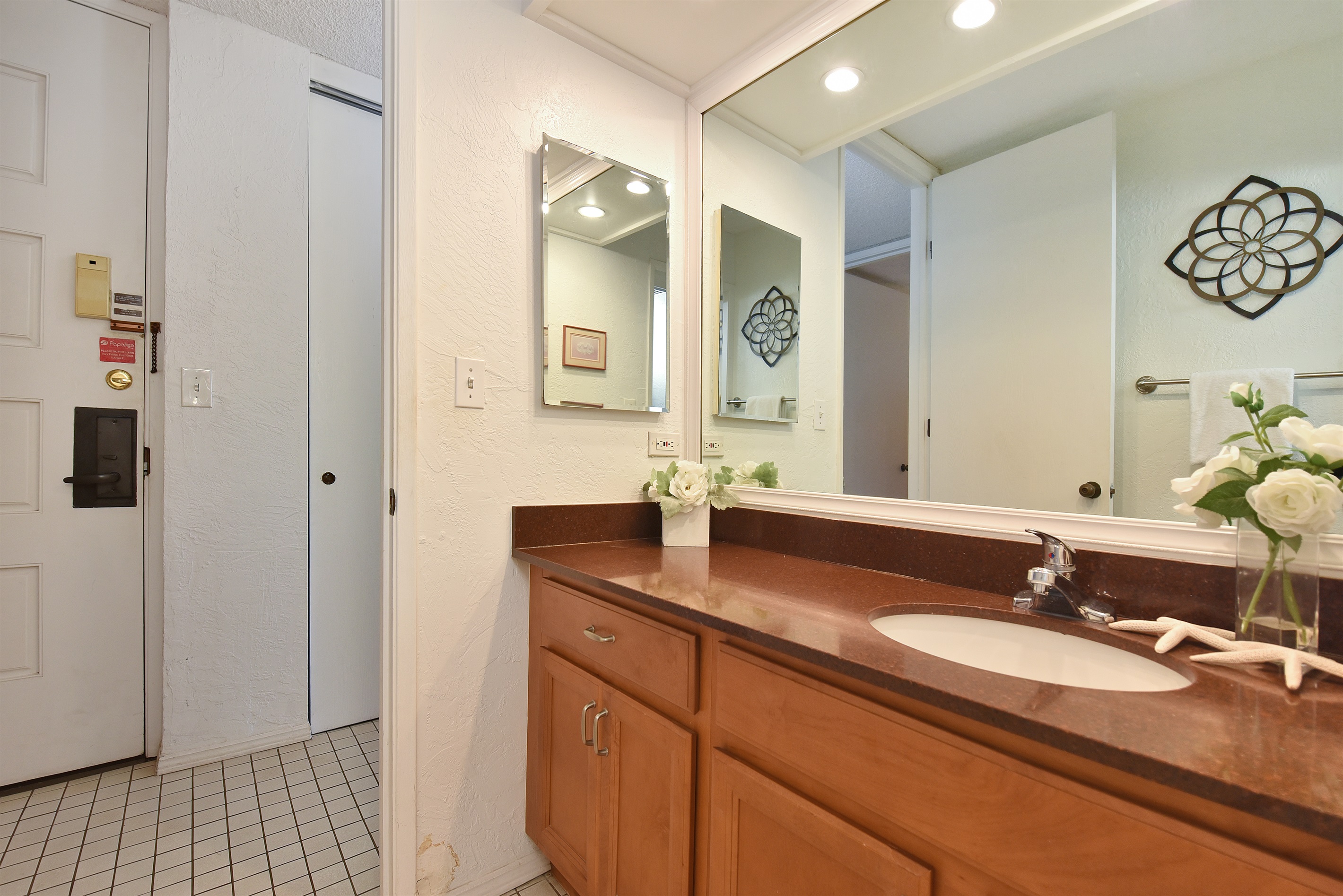 Vanity area separate from shower & toilet