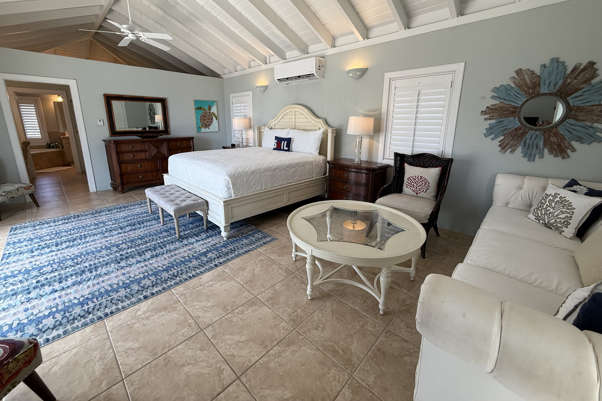 A peaceful bedroom designed for a comfortable night's rest.
