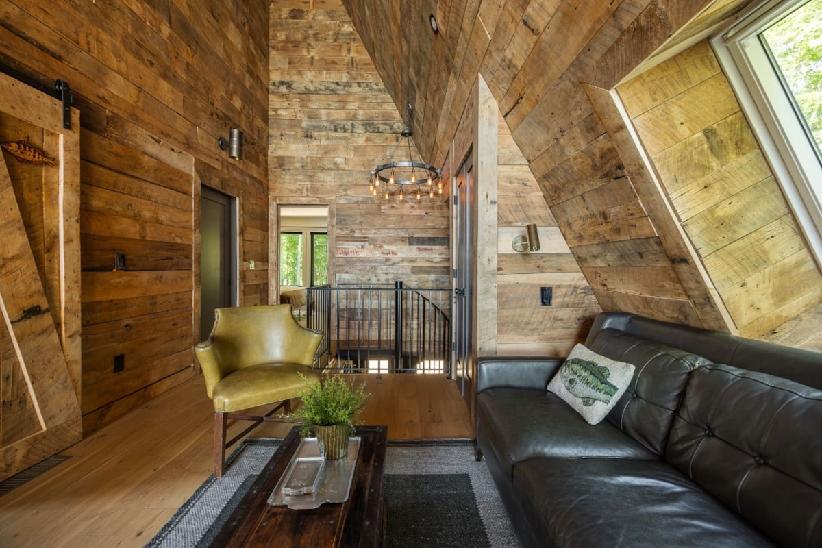 Open loft-style bedroom with private twin-over-queen sleeping area. 