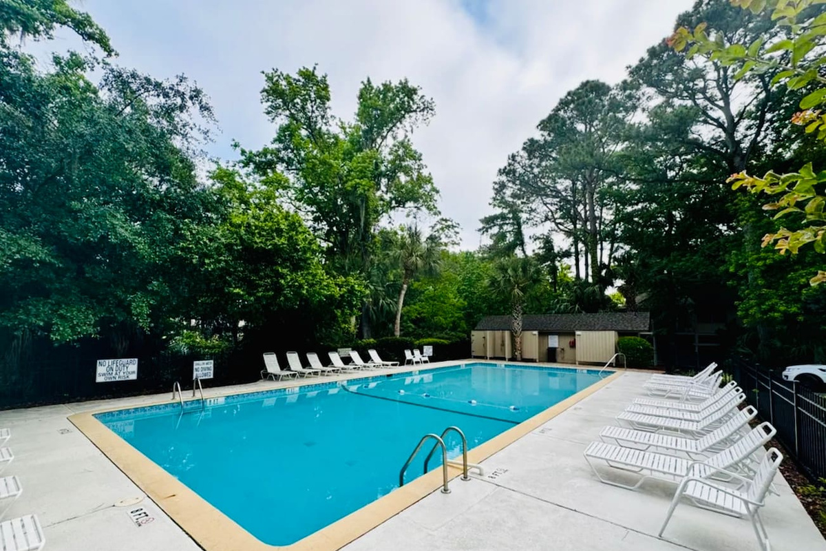 Community pool among the trees