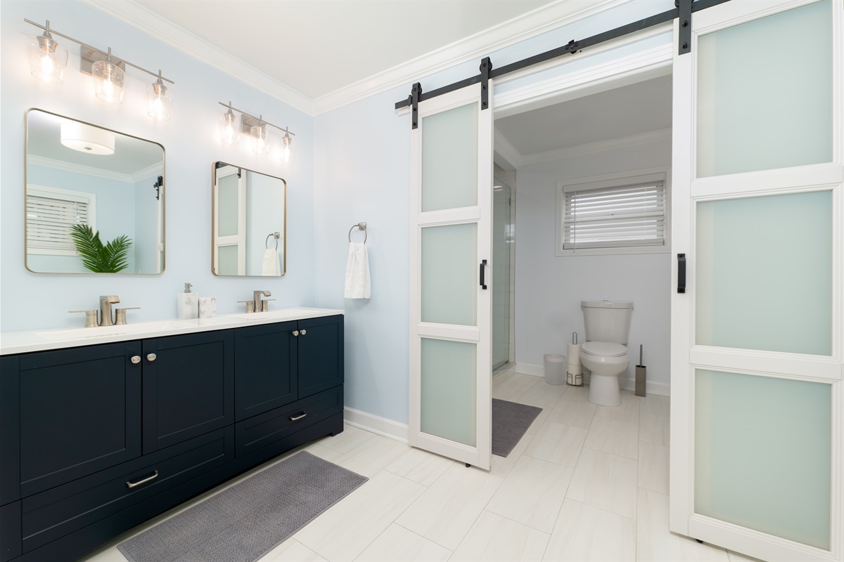 A spa-like retreat featuring a sleek soaking tub