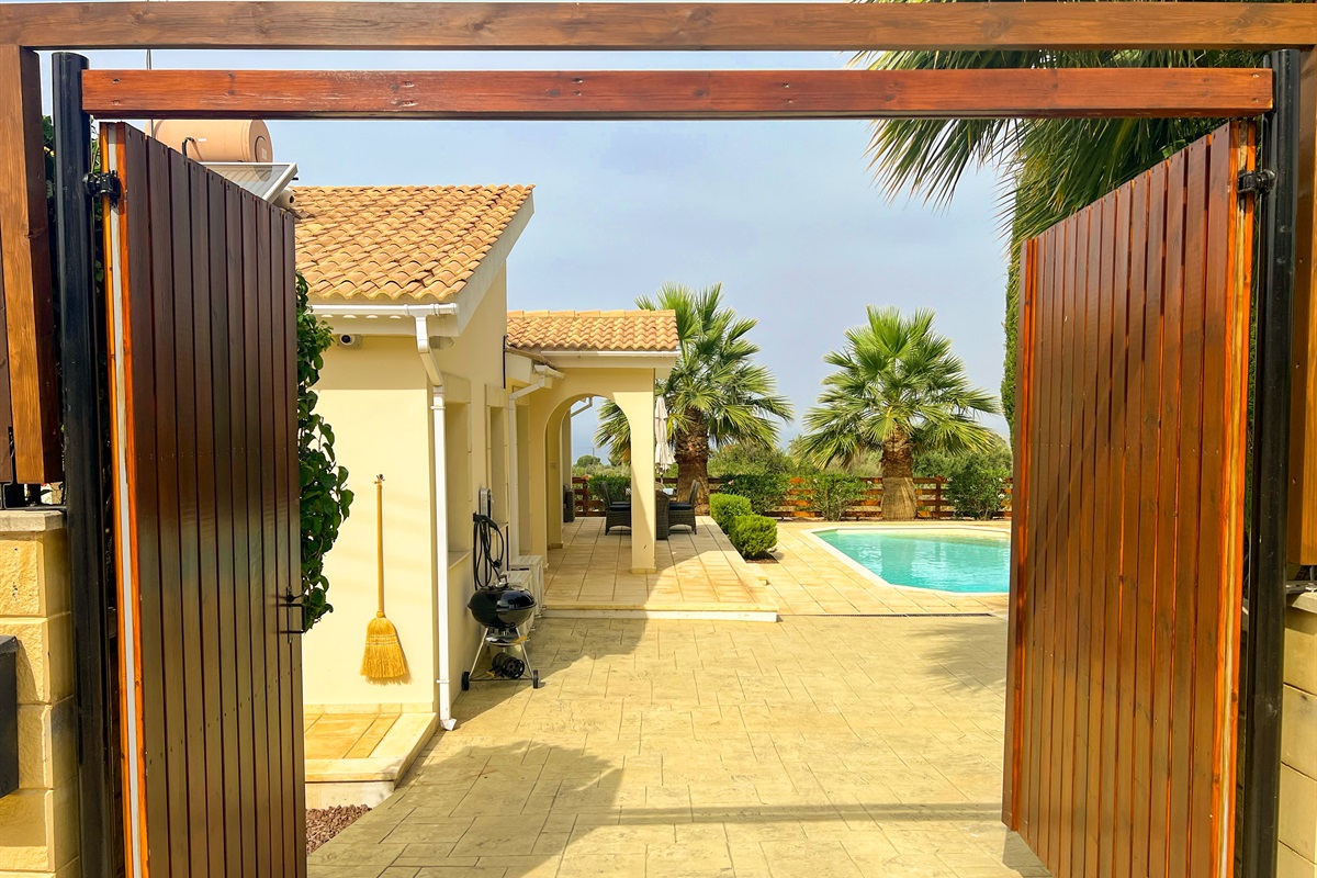 Gate to the villa and private garden