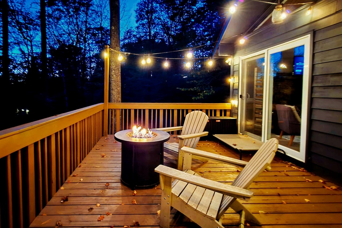 Come back to The Treehouse at the end of the day to enjoy a cup of tea or a glass of wine by the fire pit 