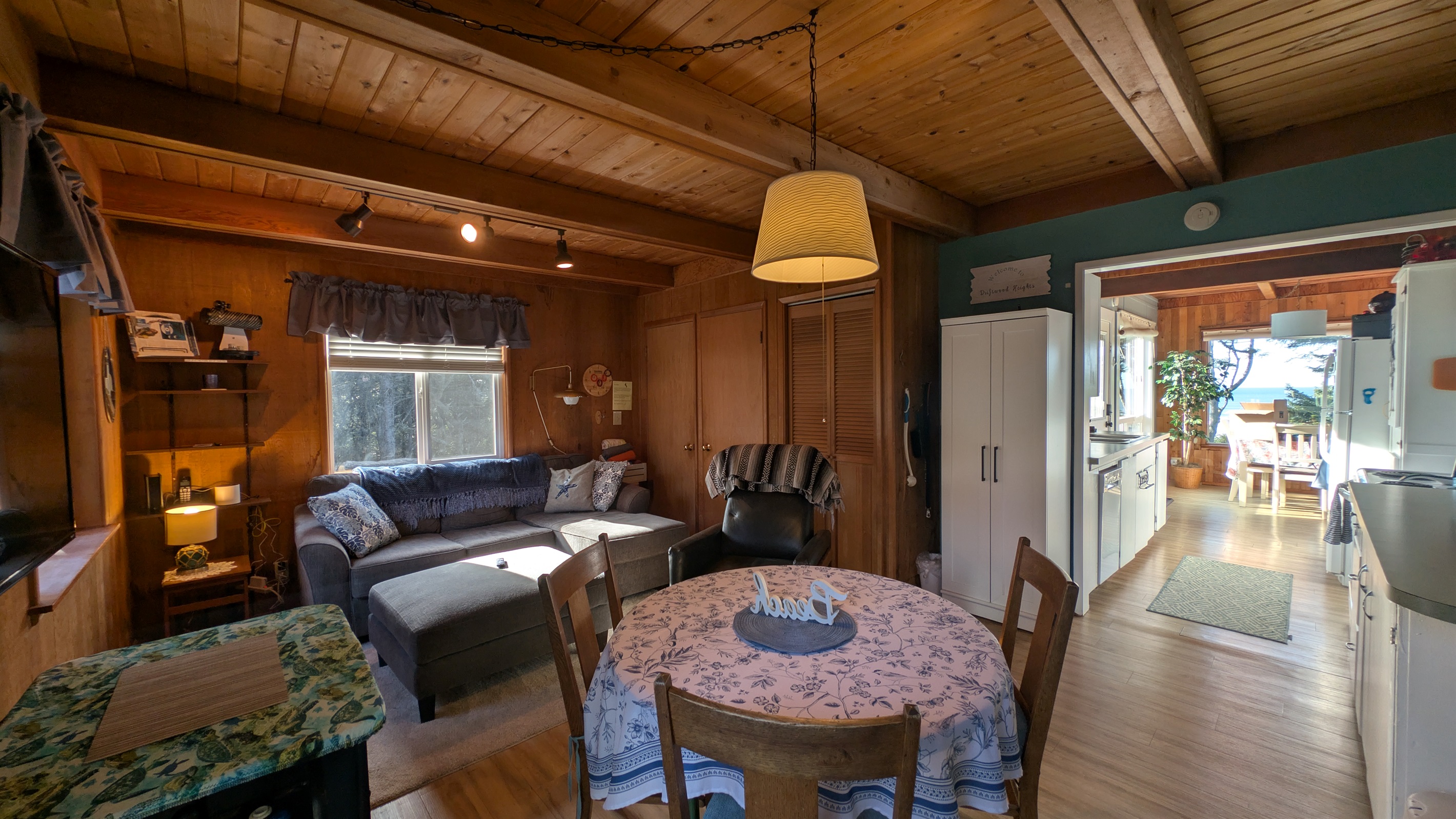family room looking through kitchen to dining room
