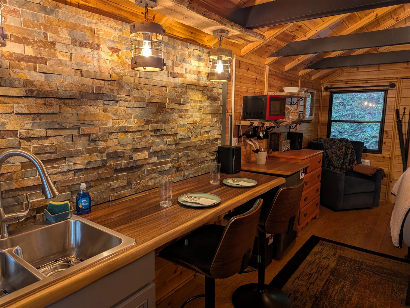 Sink and Counter Space for preparing food or dining