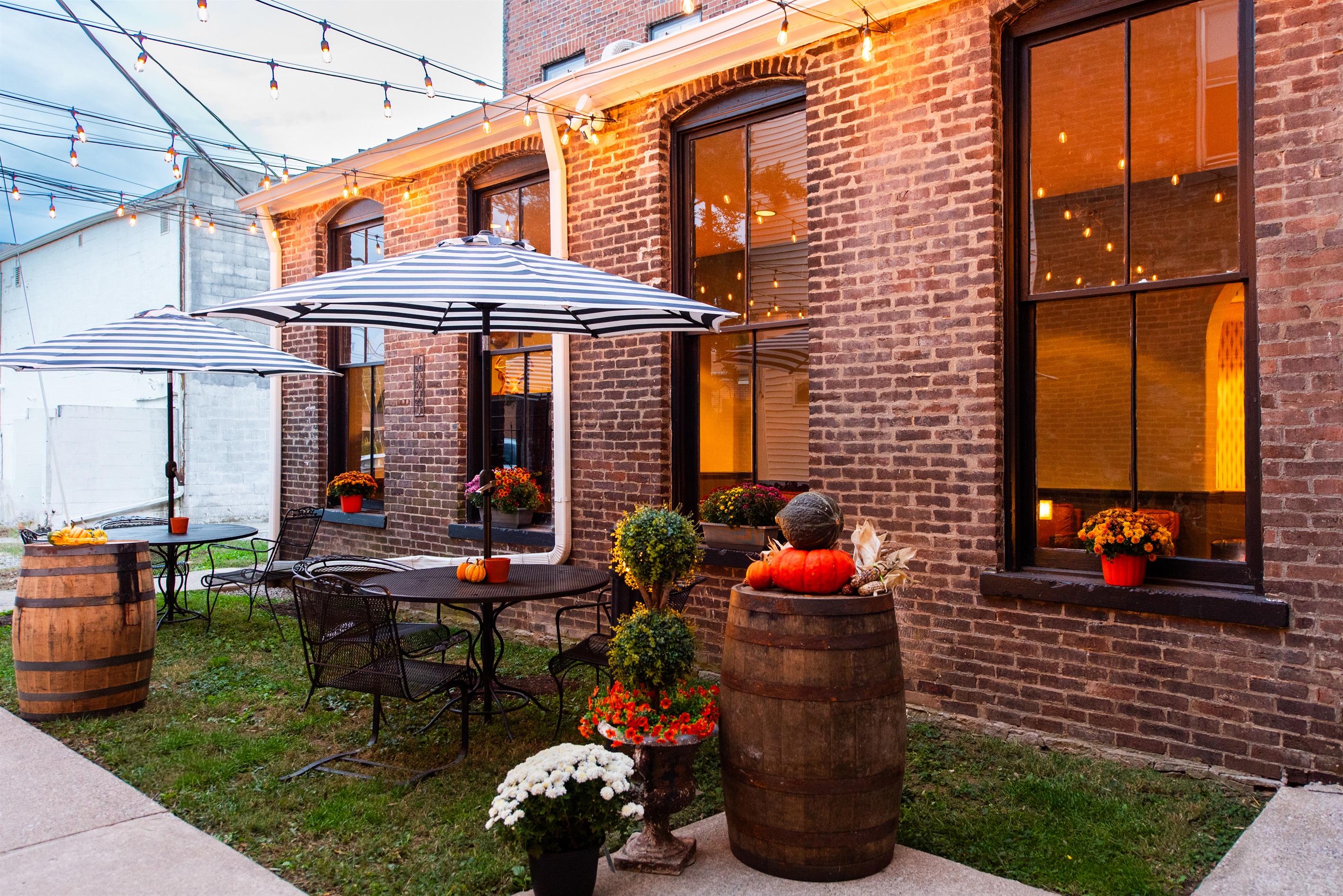 The event space opens to the patio for indoor/outdoor dining or gatherings