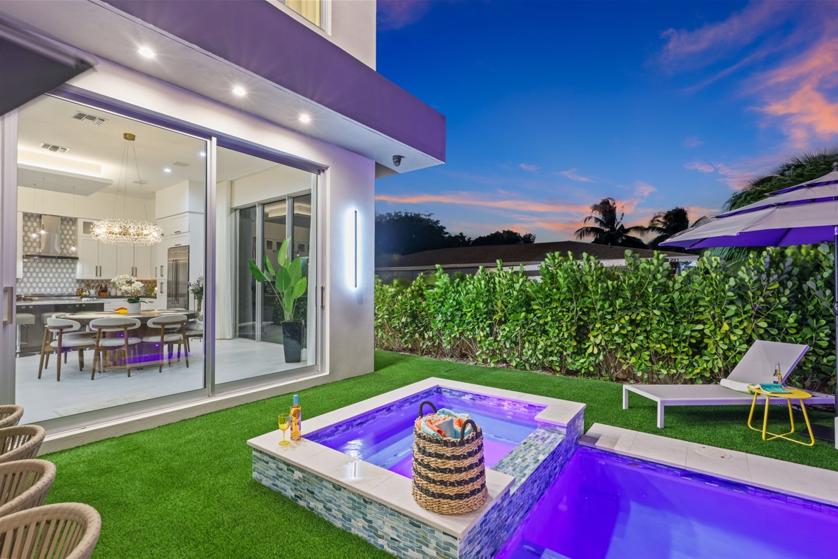 Twin heated saltwater pools — privacy, comfort, and sunshine all day long.