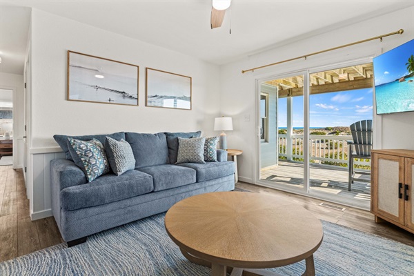 Mid level Den with large smart TV