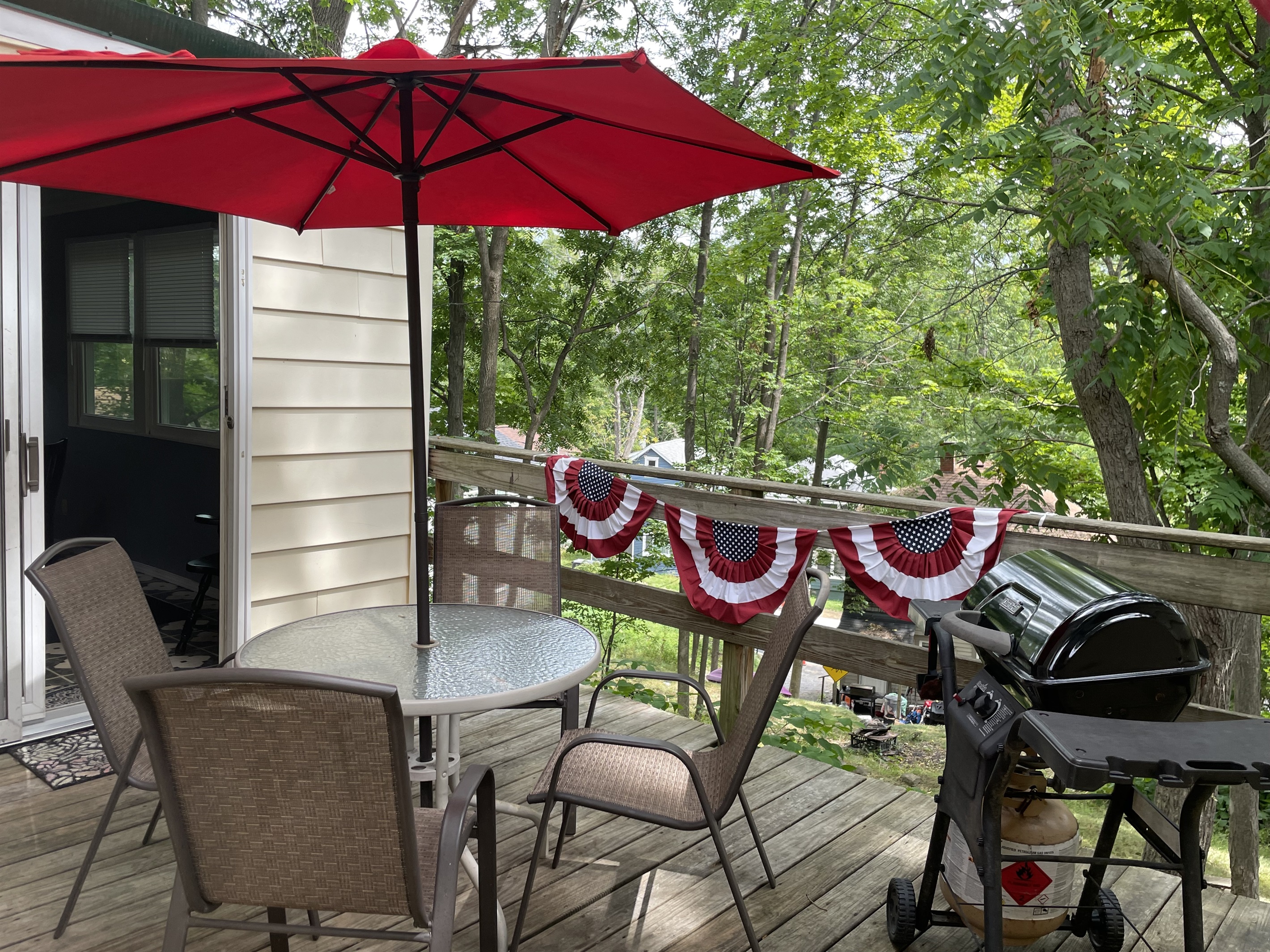 Rear deck tucked in the trees