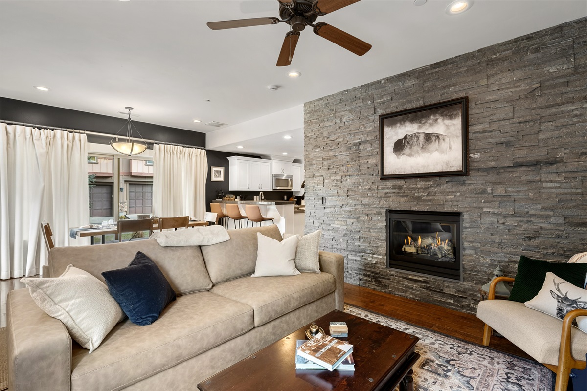 Comfortable Living Room with Fireplace