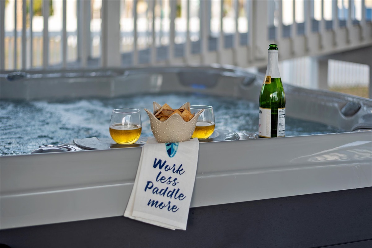 Soak your worries away in the inviting hot tub, perfect for unwinding to the sound of ocean waves.