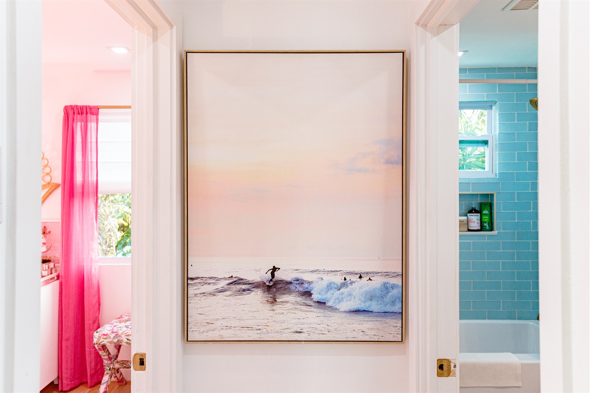 Across from the second cottage bedroom is the cottage bathroom, shared with the first bedroom.