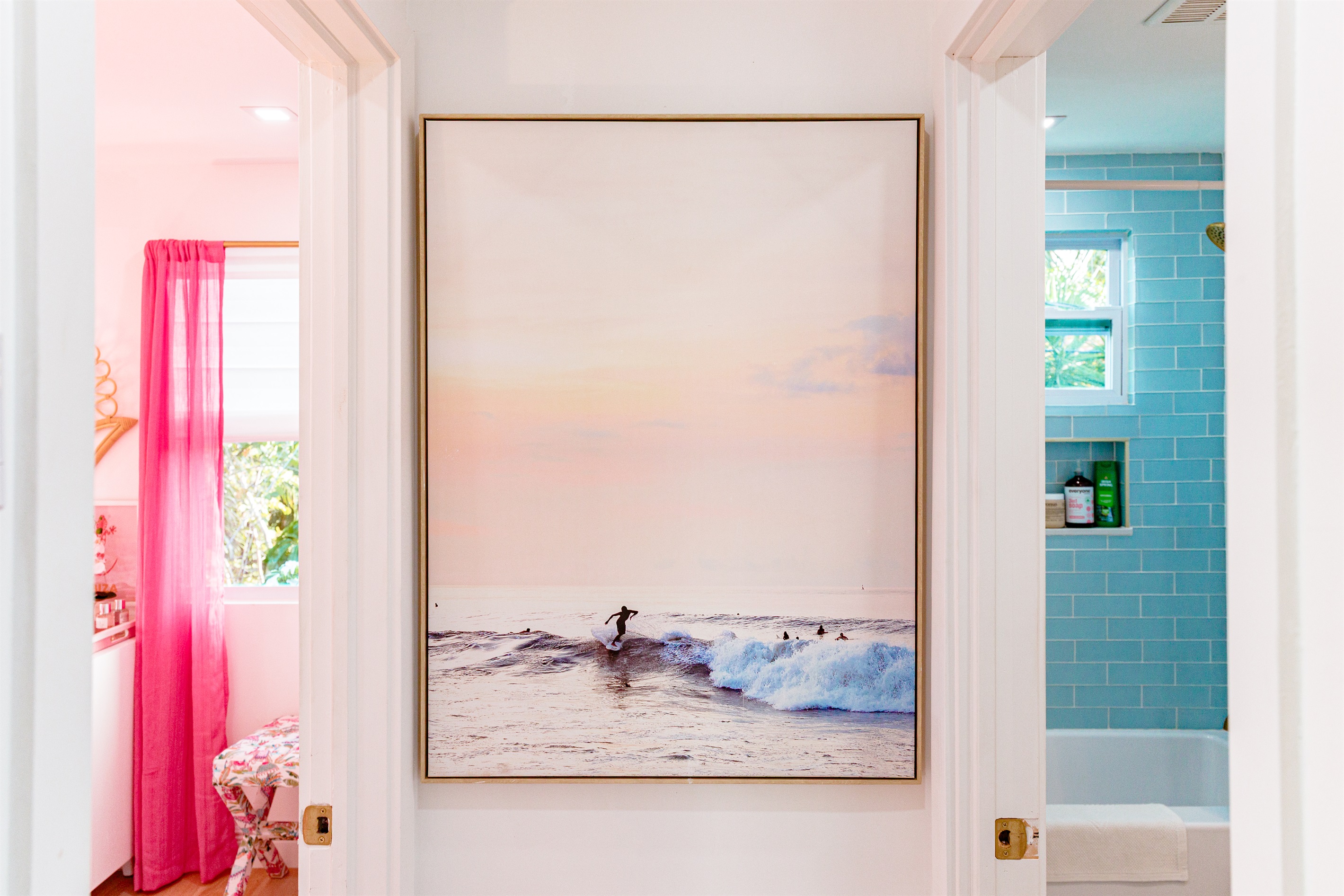 Across from the second cottage bedroom is the cottage bathroom, shared with the first bedroom.