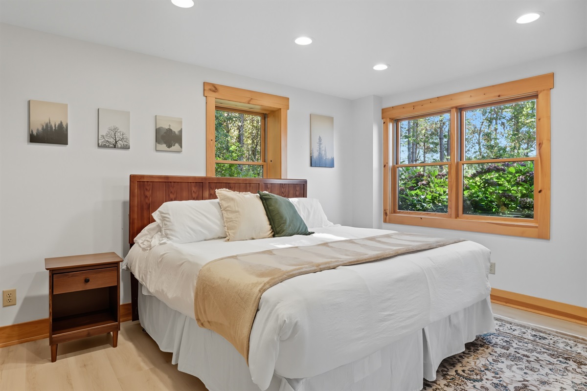 Bedroom 4, Elegant bedroom with king bed, lower level.