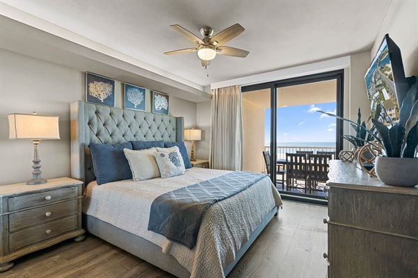Master Bedroom with King Bed and access to the Balcony.