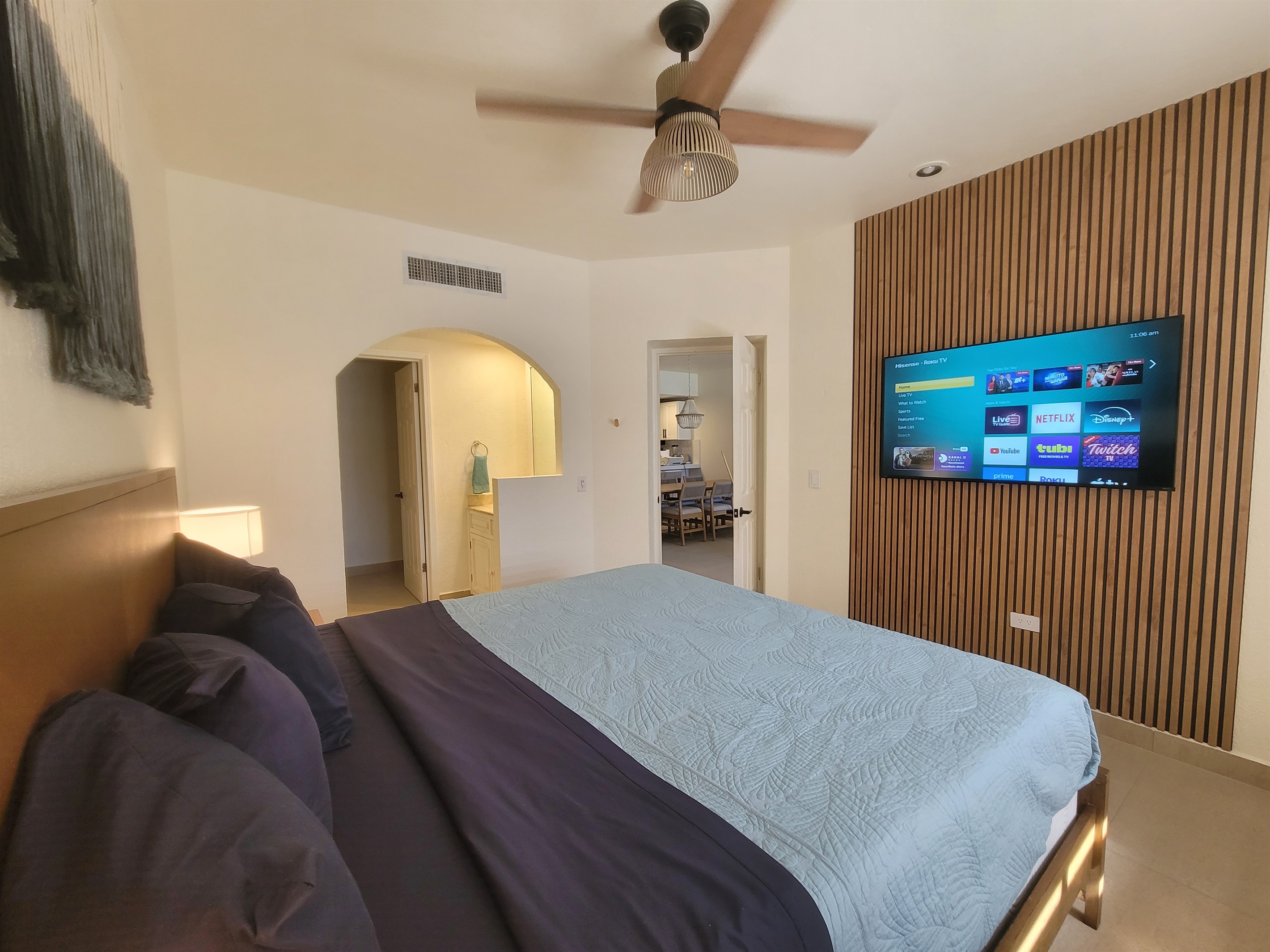Stream your favorite movies and shows while you relax in the King bed