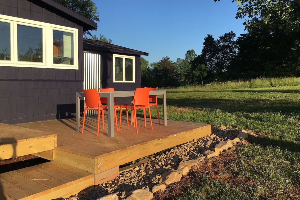 Back deck eating area.  Sunset dining at its finest.....
