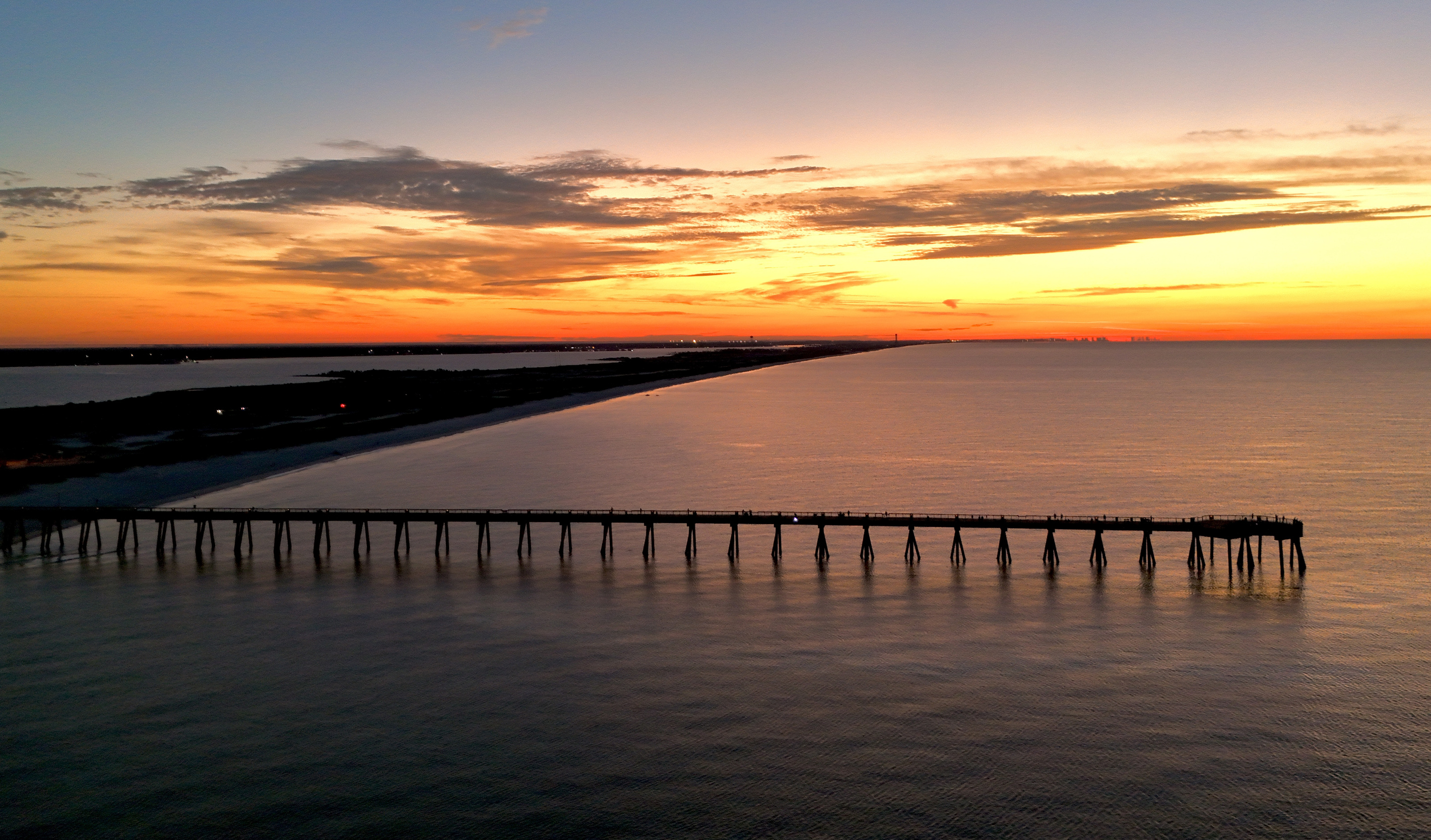 The Navarre Beach Fishing Pier at sunrise