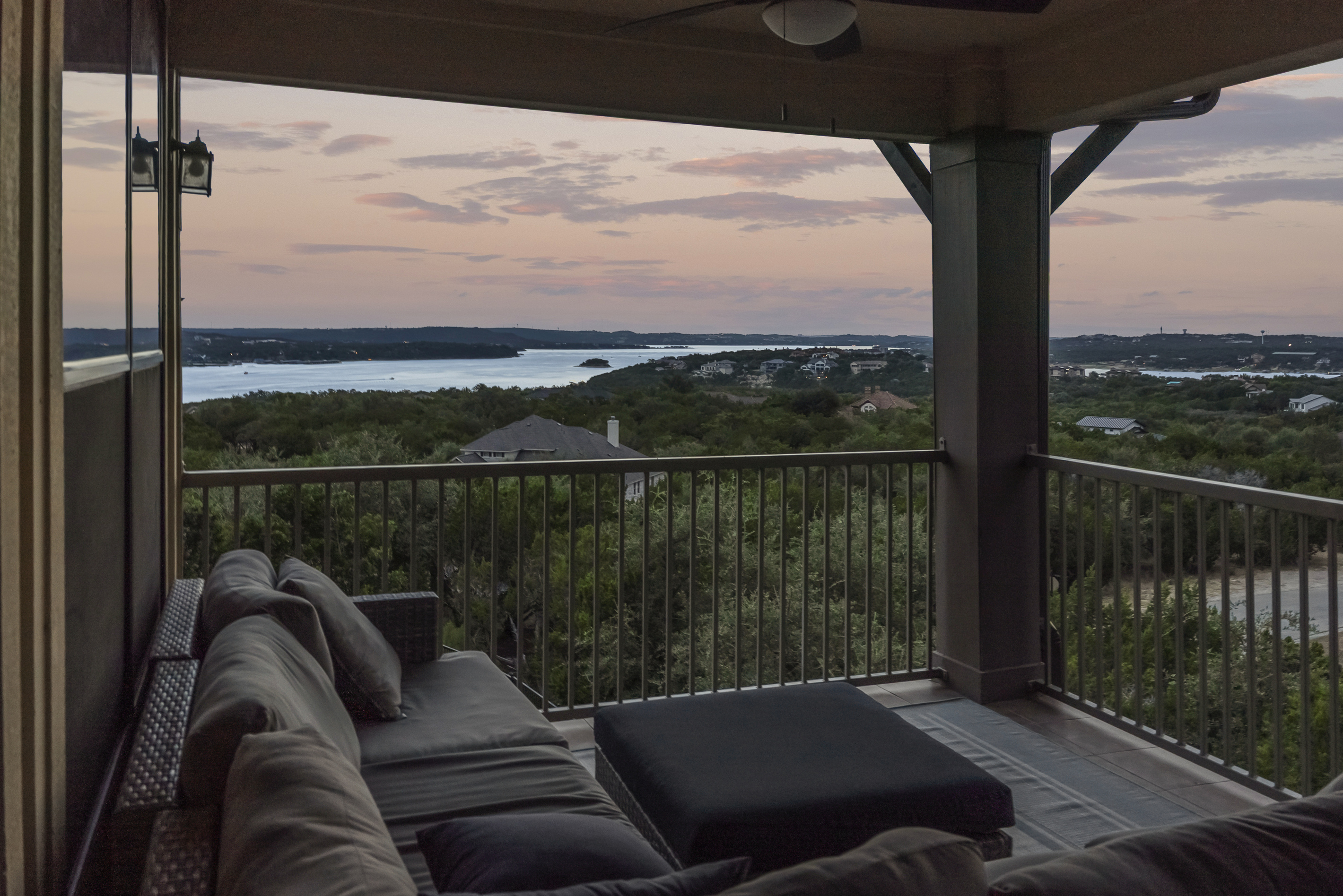Outdoor sectional offers plenty of space to relax and enjoy the view.